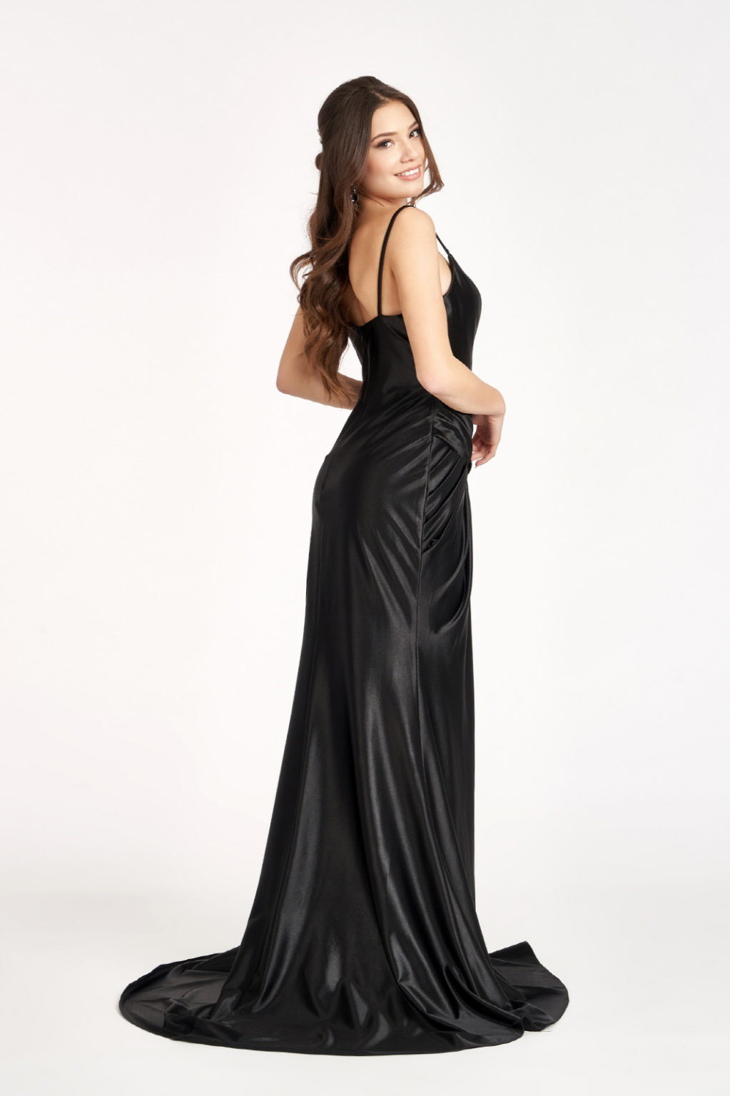 Sweetheart Satin Mermaid Dress w/ Open Back and Side Gathered Waistline-6