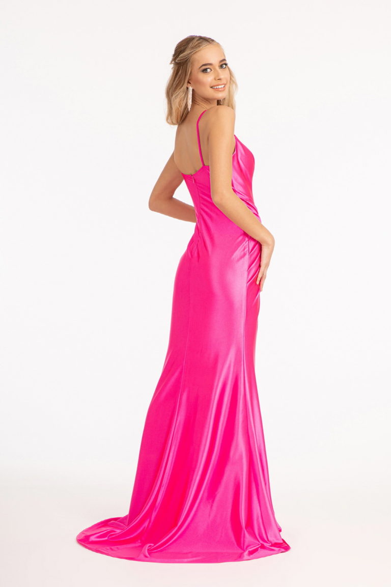 Sweetheart Satin Mermaid Dress w/ Open Back and Side Gathered Waistline-9