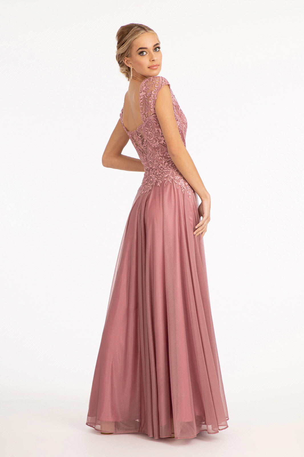 Beads Embellished Embroidered A-line Dress Scoop-Neck GLGL3068 Sale-8