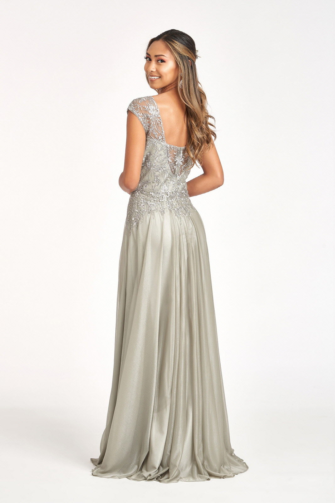 Beads Embellished Embroidered A-line Dress Scoop-Neck GLGL3068 Sale-12