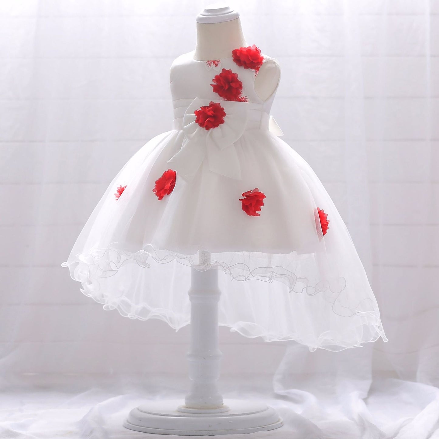 Baby Girl Full Moon Christening Trailing Tutu Formal Dress-7