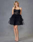 Sheer Embellished Beads Corset Top Tulle Ruffle Skirt Short Cocktail Dress JTJT935K-3