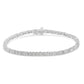 .925 Sterling Silver 1.0 Cttw Round & Baguette Cut Diamond 7" Alternating Round and Square Station Tennis Bracelet (I-J Color, I3 Clarity)-0