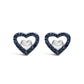 925 Sterling Silver 1/6 Cttw Diamond Open Double Heart Stud Earrings - Choice of Diamond Color-1
