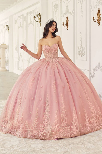 Strapless Quinceanera Ball Gown With Removable Caplet-0