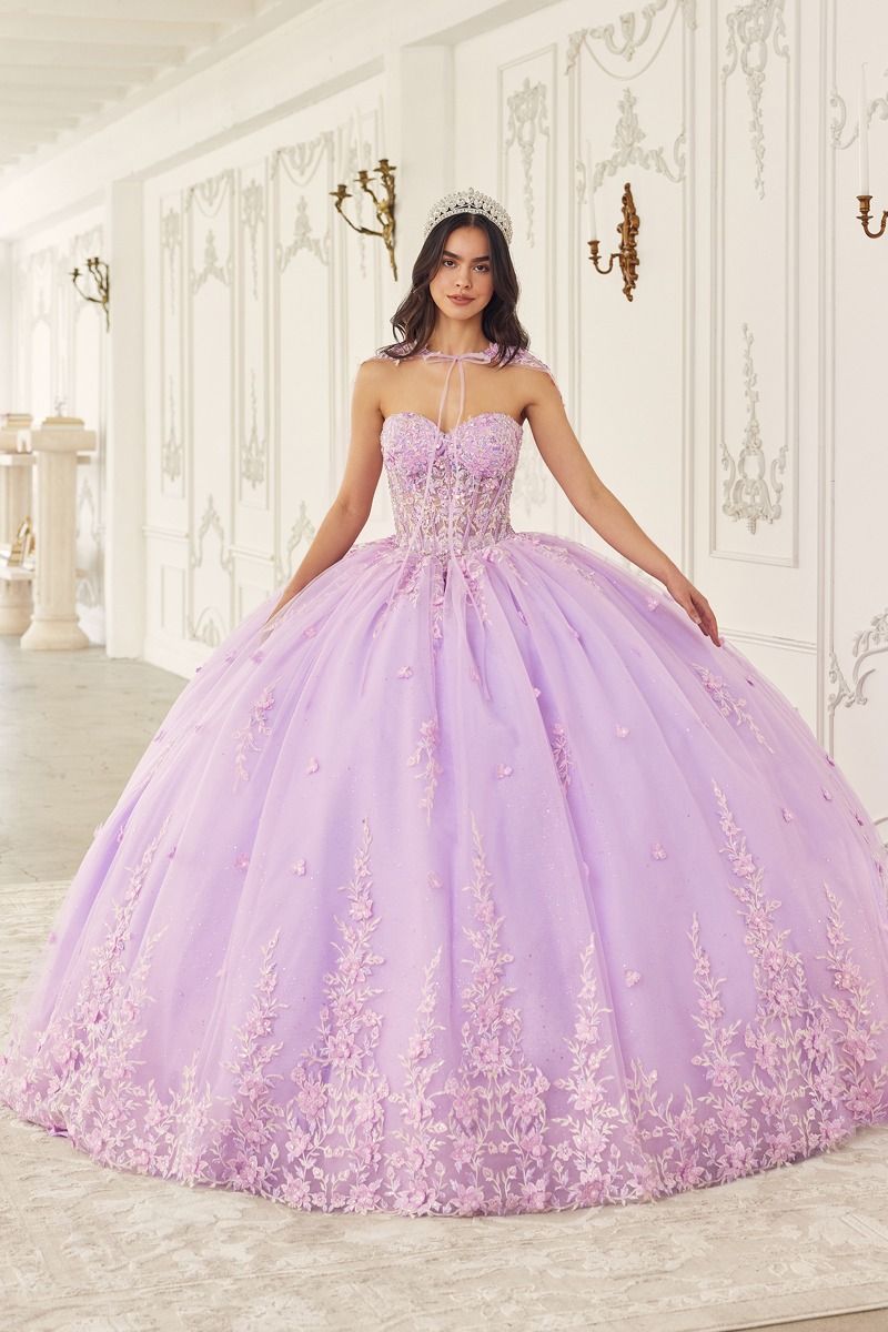 Strapless Quinceanera Ball Gown With Removable Caplet-1