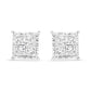 14K White Gold 1 1/2 Cttw Invisible Set Princess-Cut Diamond Contemporary Wavy Quad Stud Earrings (I-J Color, I1-I2 Clarity)-1