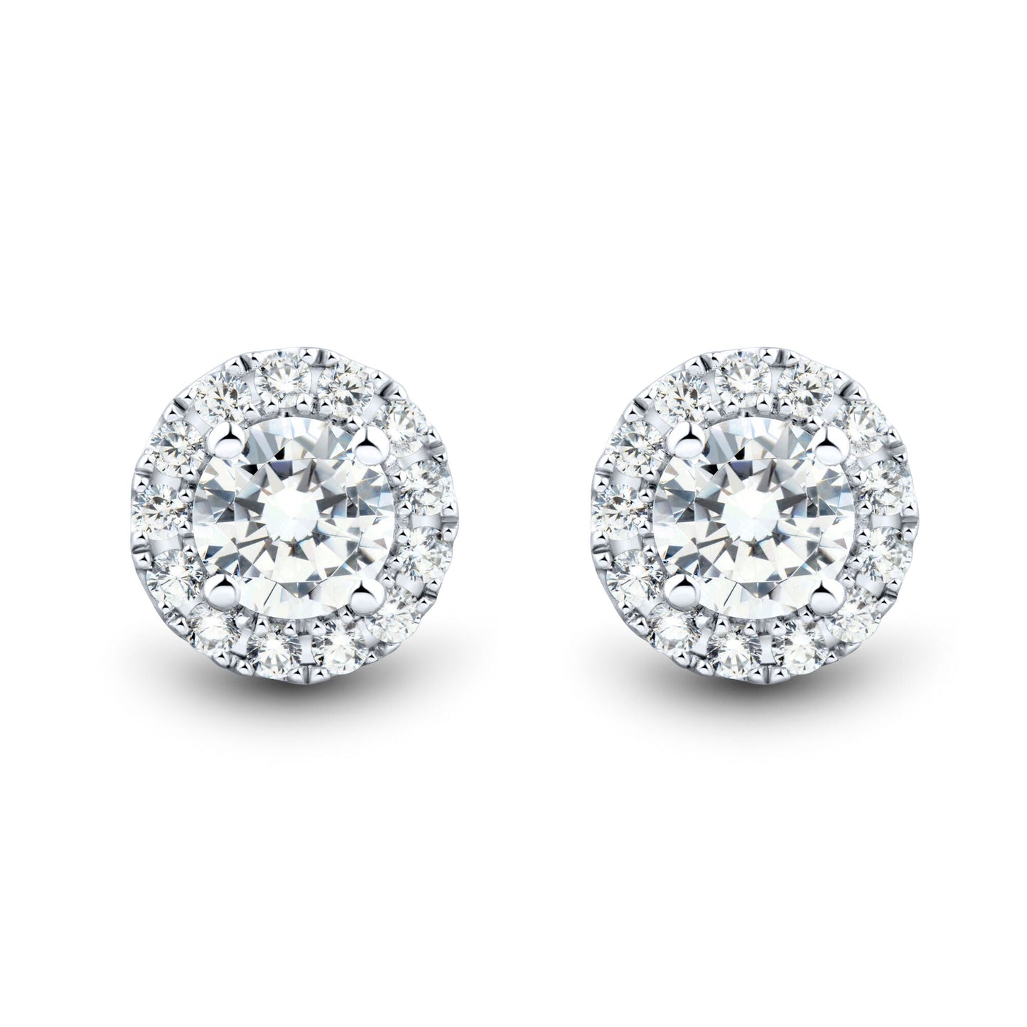2 CTW AGI Certified Lab Grown Diamond Halo Earrings in 14K White Gold-2