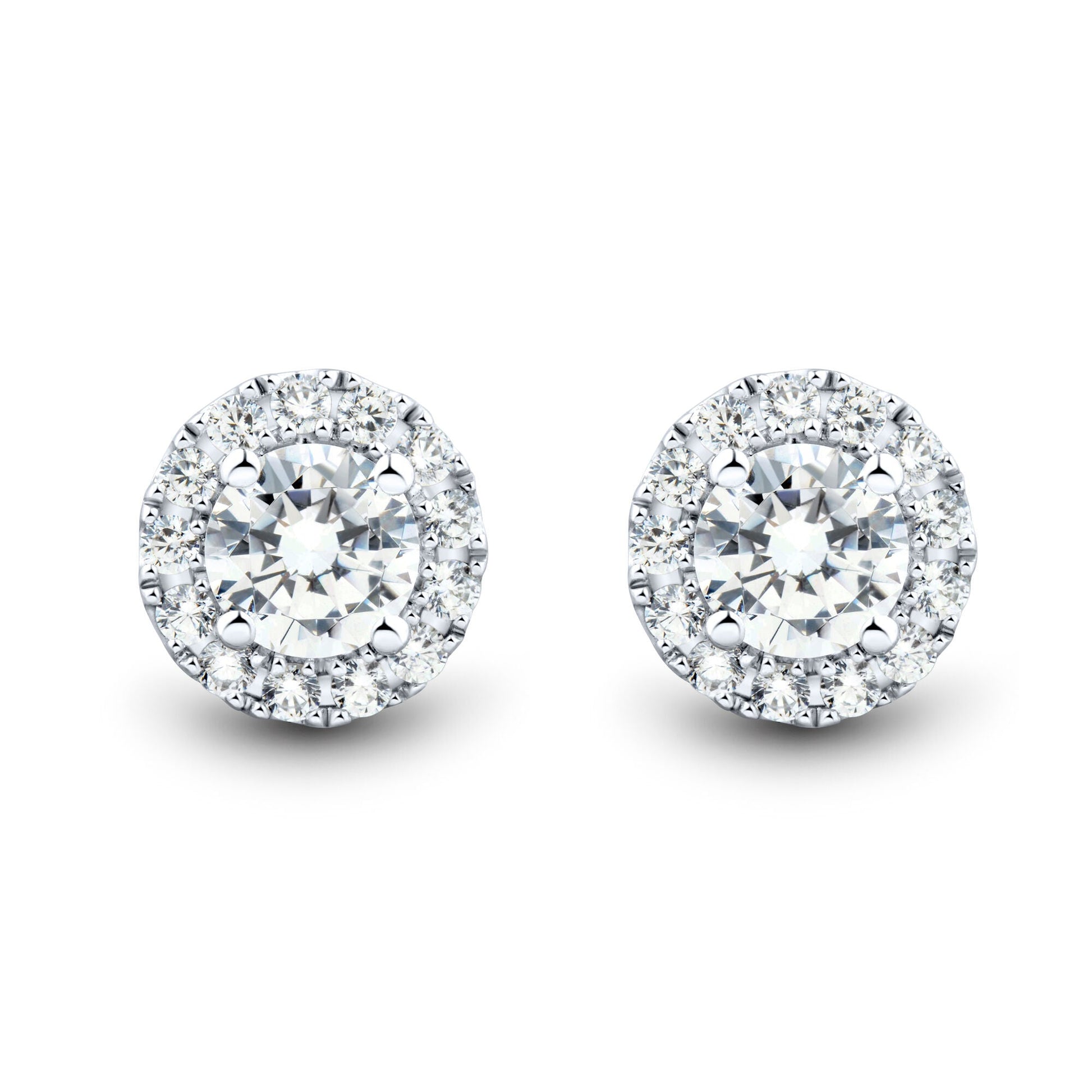 2 CTW AGI Certified Lab Grown Diamond Halo Earrings in 14K White Gold-2