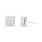 14K White Gold 1 1/2 Cttw Invisible Set Princess-Cut Diamond Contemporary Wavy Quad Stud Earrings (I-J Color, I1-I2 Clarity)-2