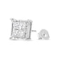 14K White Gold 1 1/2 Cttw Invisible Set Princess-Cut Diamond Contemporary Wavy Quad Stud Earrings (I-J Color, I1-I2 Clarity)-3