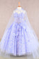 3D Flower Applique Jewel Mesh Kids Dress with Long Mesh Cloak-6
