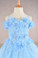 3D Floral Applique Embellished Glitter Embroidery Mesh Kids Dress-2