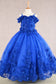 3D Floral Applique Embellished Glitter Embroidery Mesh Kids Dress-6