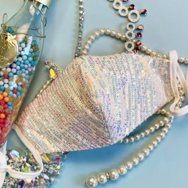 Illusion Deep V-Neck Jewel Embellished Waistline Sequin Long Dress - Mask Not Included-6