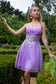Sheer Bodice Glitter Print Embellished Spaghetti Strap Homecoming Dress-6