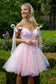 3D Flower and Embroidery Embellished Glitter Mesh Homecoming Dress w/ Lace-Up Back-1