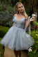 3D Flower and Embroidery Embellished Glitter Mesh Homecoming Dress w/ Lace-Up Back-6