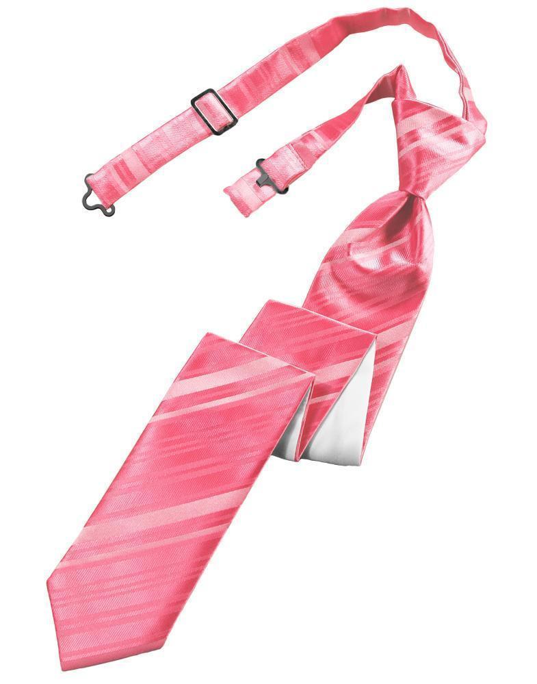 Striped Satin Skinny Necktie Pre-Tie-8