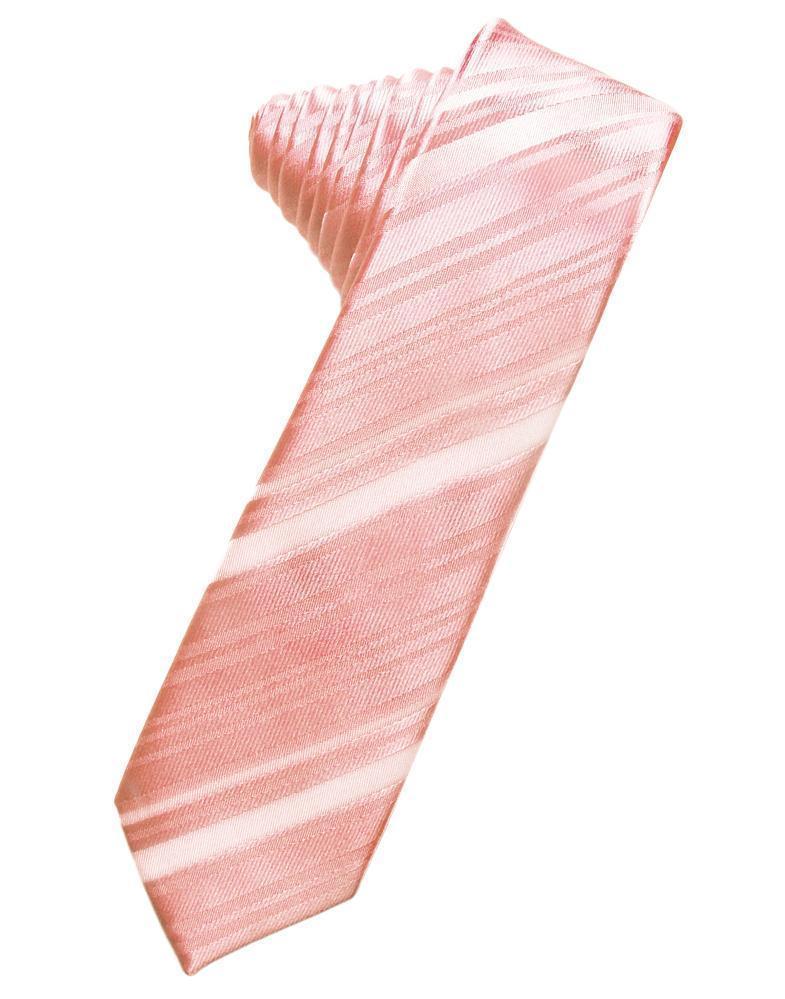 Striped Satin Skinny Necktie Self Tie-14