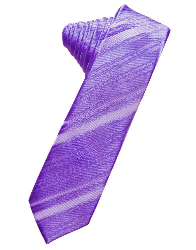 Striped Satin Skinny Necktie Self Tie-18