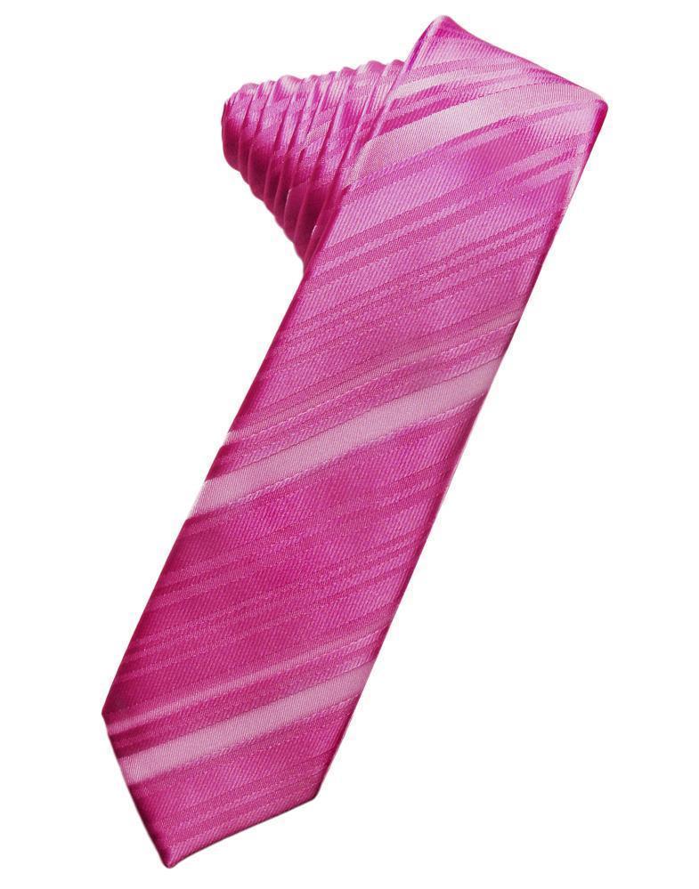 Striped Satin Skinny Necktie Self Tie-19