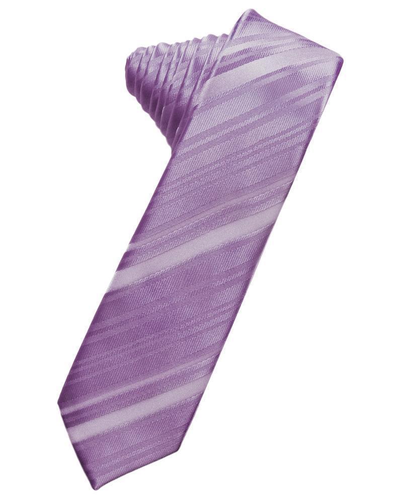 Striped Satin Skinny Necktie Self Tie-23