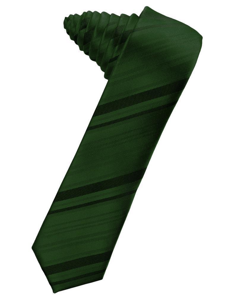 Striped Satin Skinny Necktie Self Tie-24