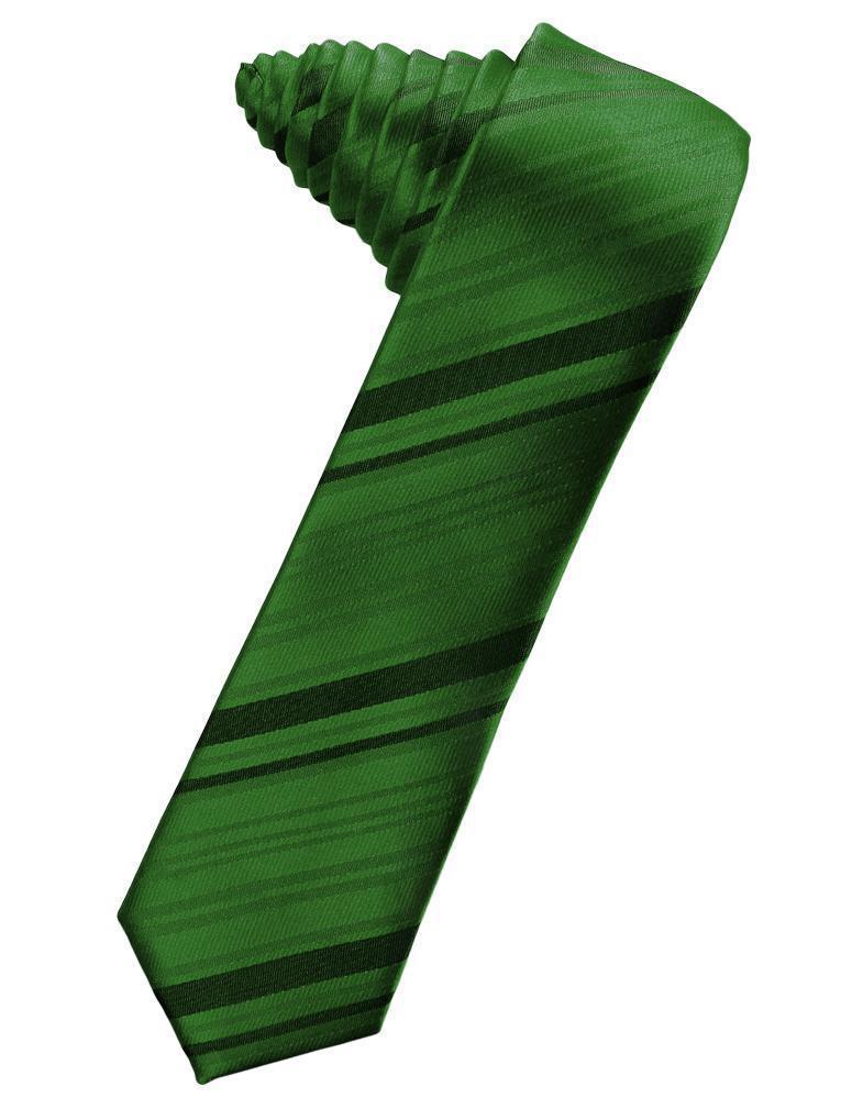 Striped Satin Skinny Necktie Self Tie-25