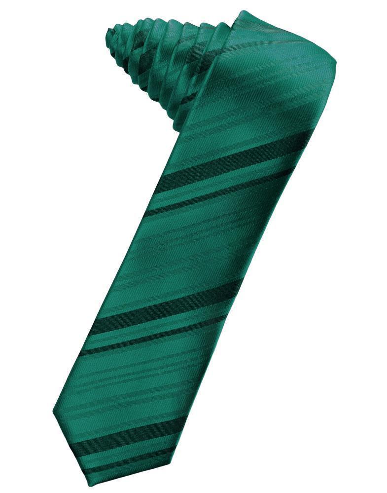 Striped Satin Skinny Necktie Self Tie-27