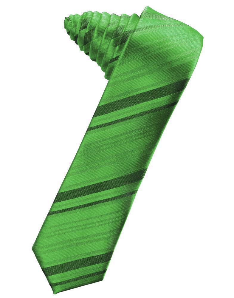 Striped Satin Skinny Necktie Self Tie-28