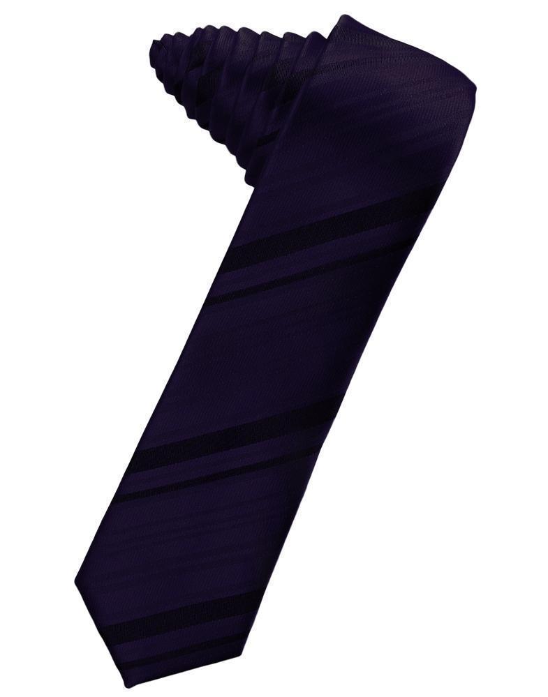 Striped Satin Skinny Necktie Self Tie-29
