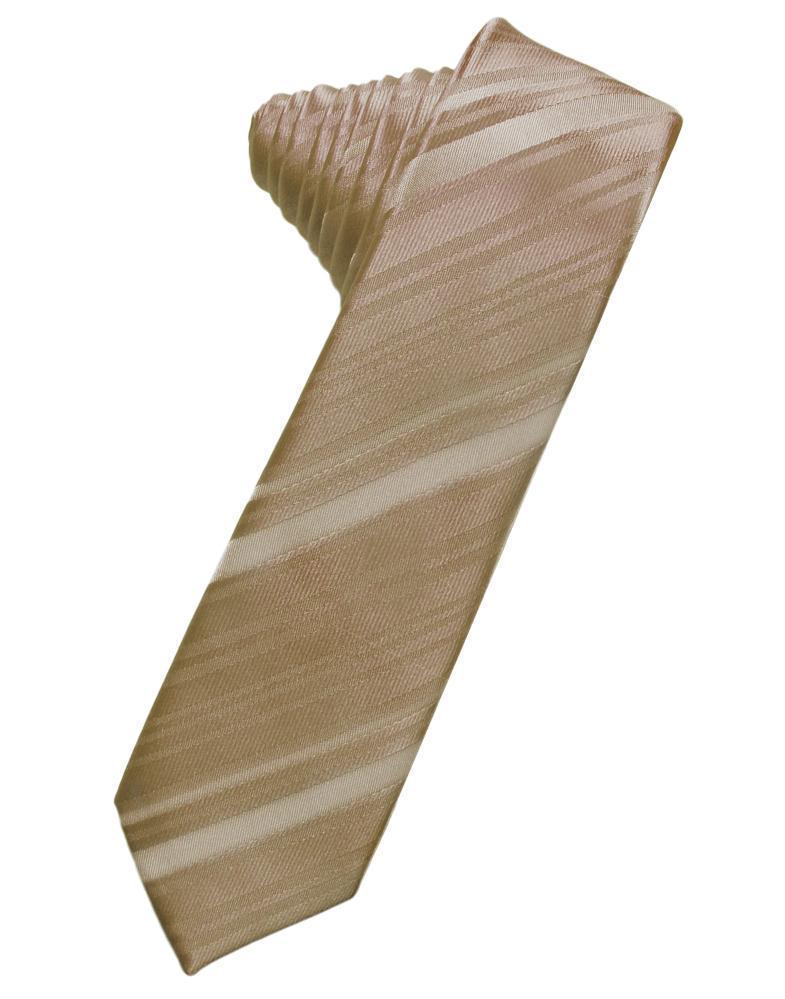 Striped Satin Skinny Necktie Self Tie-30