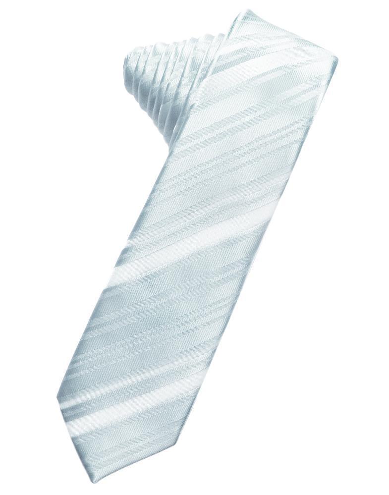 Striped Satin Skinny Necktie Self Tie-32