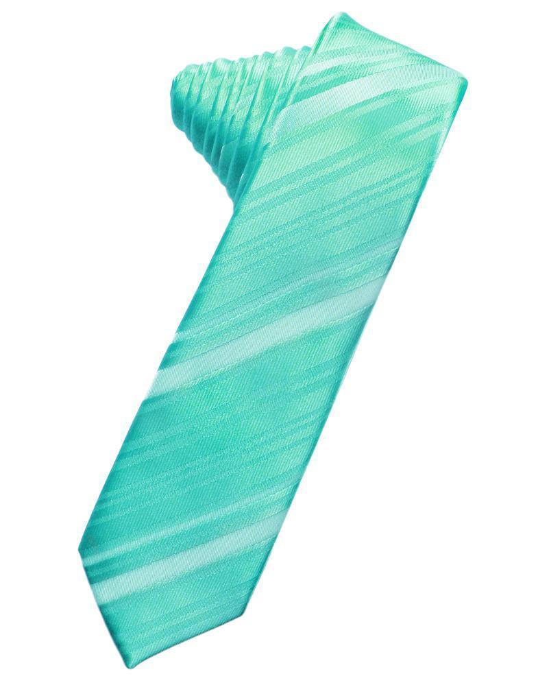Striped Satin Skinny Necktie Self Tie-36