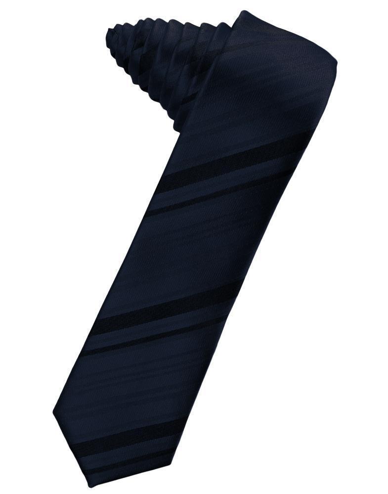 Striped Satin Skinny Necktie Self Tie-37