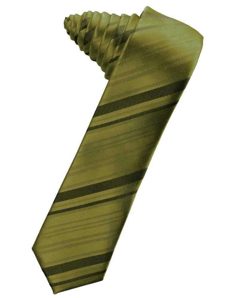 Striped Satin Skinny Necktie Self Tie-38