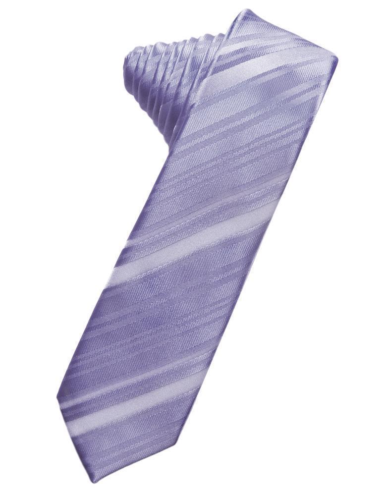 Striped Satin Skinny Necktie Self Tie-42