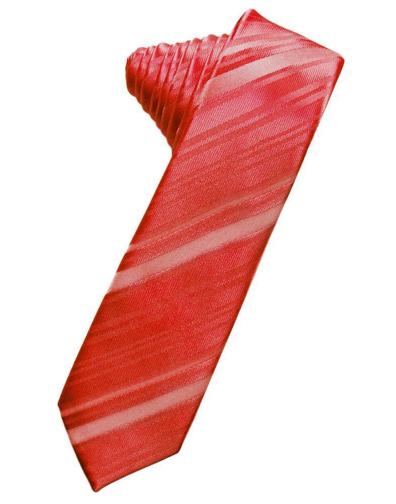 Striped Satin Skinny Necktie Self Tie-43