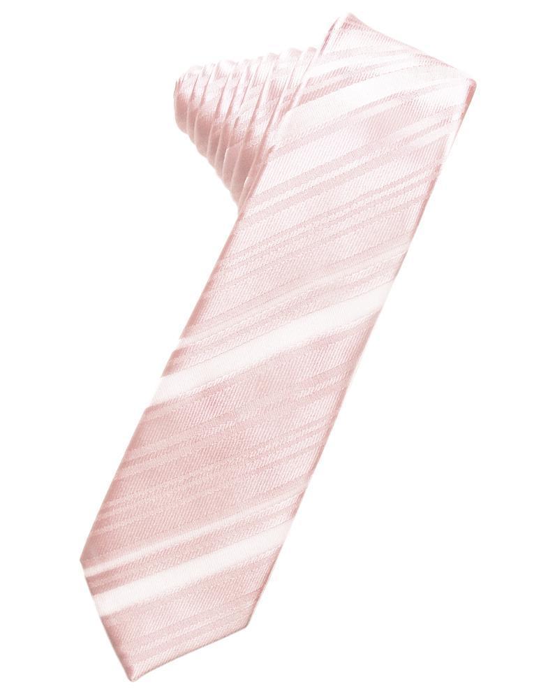 Striped Satin Skinny Necktie Self Tie-45