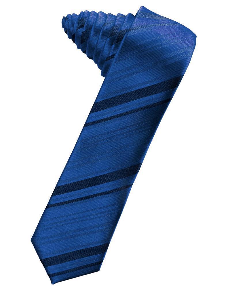 Striped Satin Skinny Necktie Self Tie-51