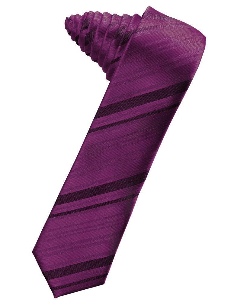 Striped Satin Skinny Necktie Self Tie-53