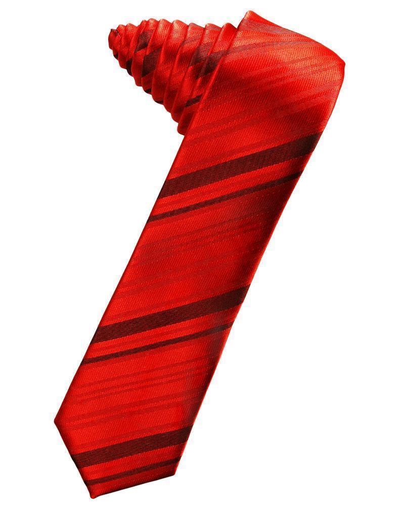 Striped Satin Skinny Necktie Self Tie-54