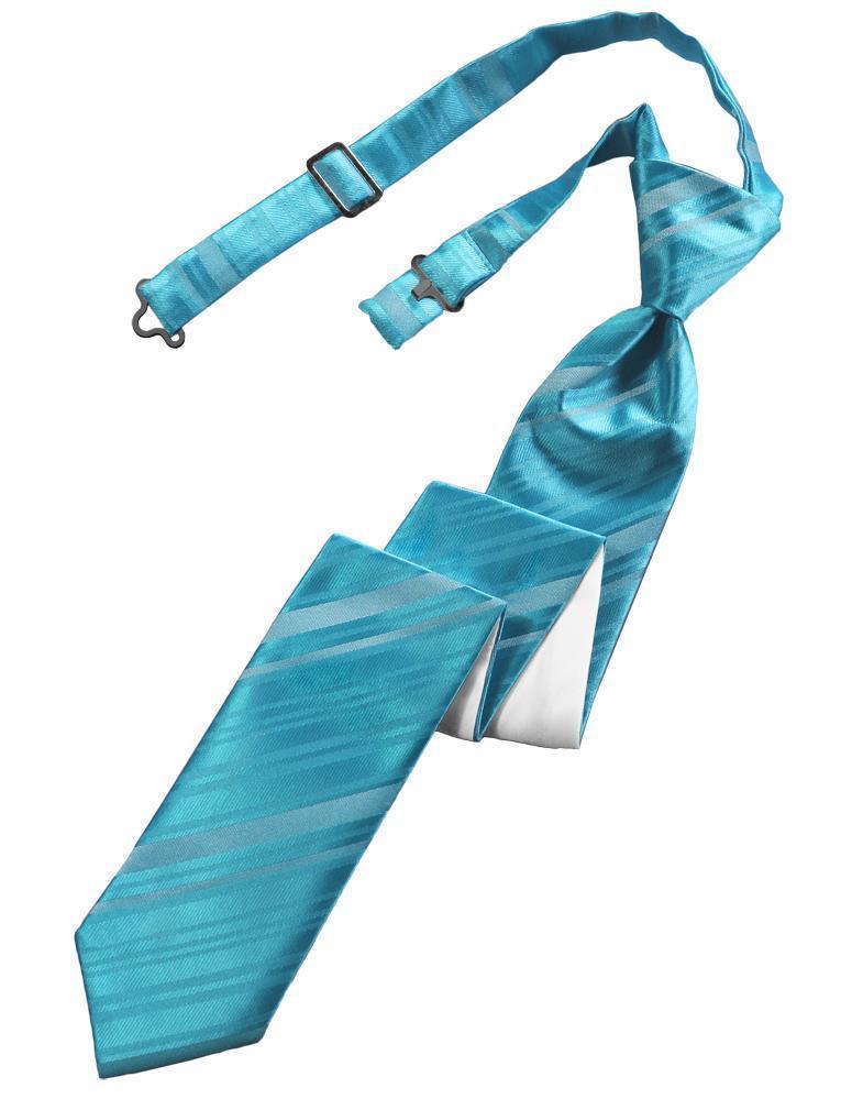 Striped Satin Skinny Necktie Pre-Tie-58