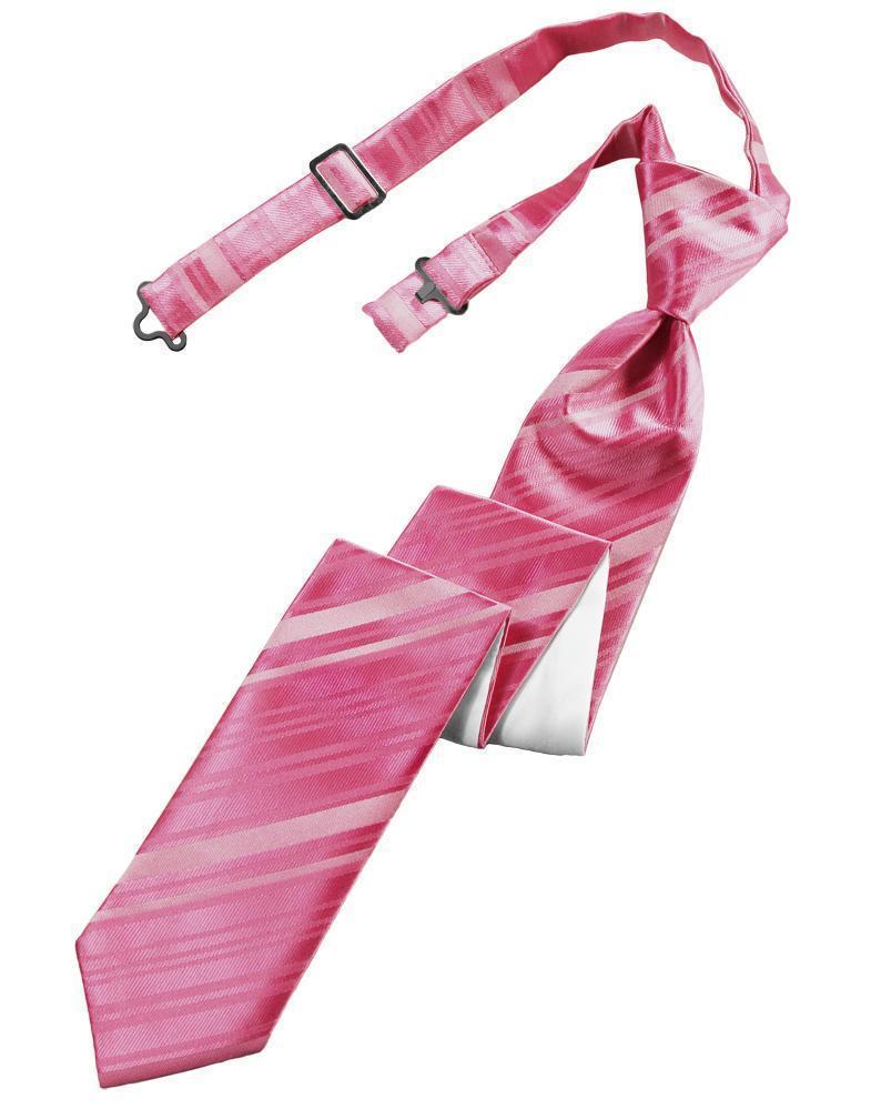 Striped Satin Skinny Necktie Pre-Tie-59