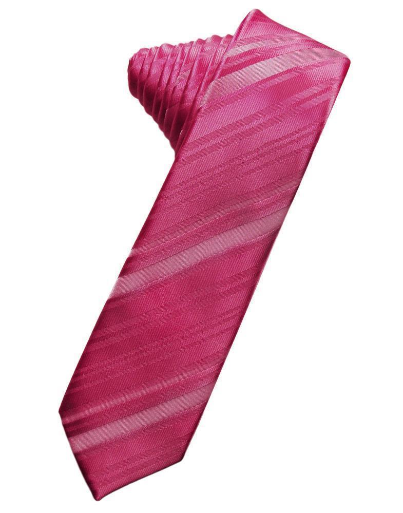 Striped Satin Skinny Necktie Self Tie-60