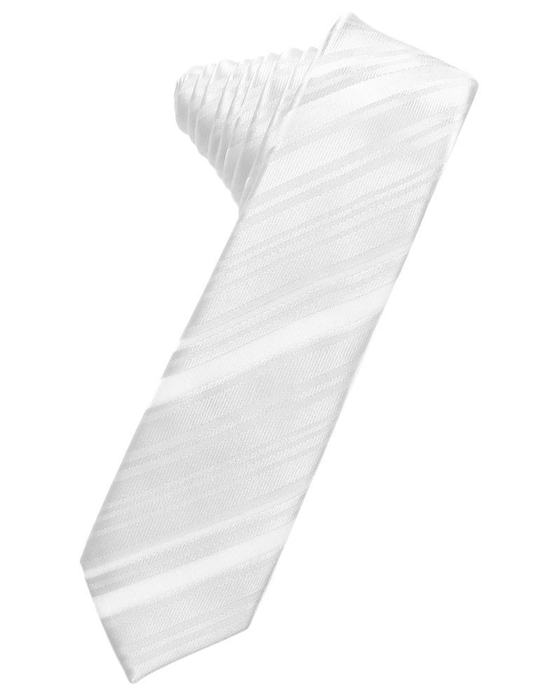 Striped Satin Skinny Necktie Self Tie-61