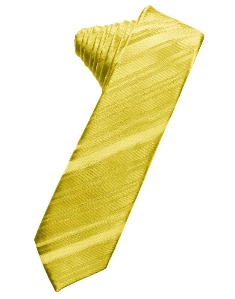 Striped Satin Skinny Necktie Self Tie-62