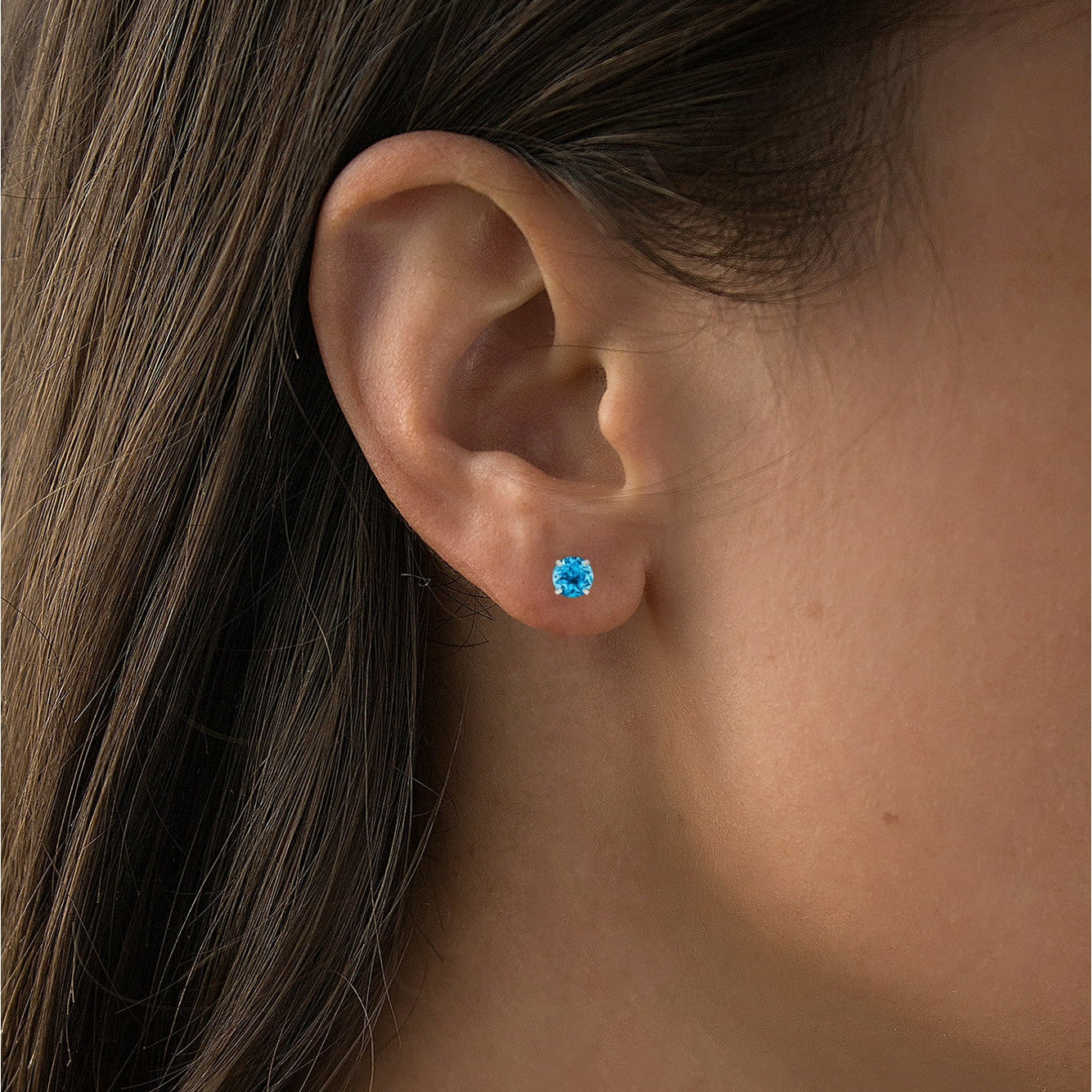 2.00 CTW Natural Swiss Blue Topaz Stud Earrings in 14K White Gold-3