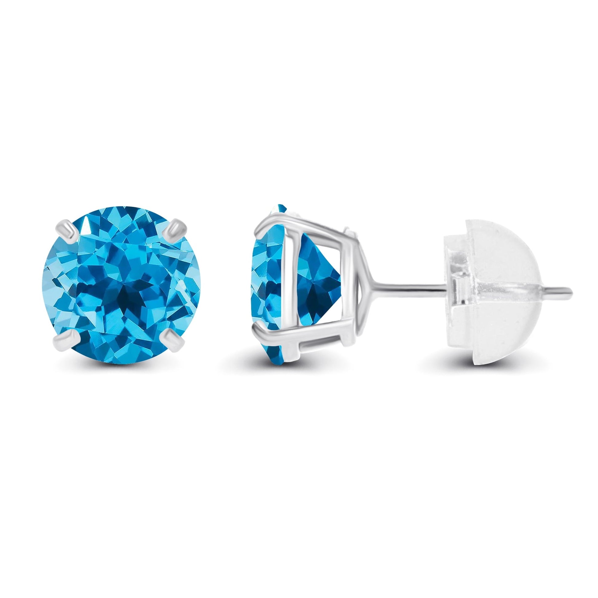 2.00 CTW Natural Swiss Blue Topaz Stud Earrings in 14K White Gold-1
